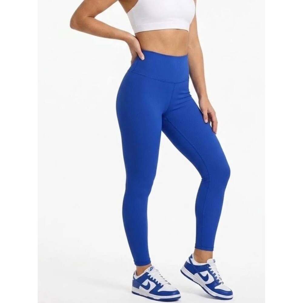 WILO The Label High-Waist Royal Blue Ribbed Athletic Leggings - NWOT